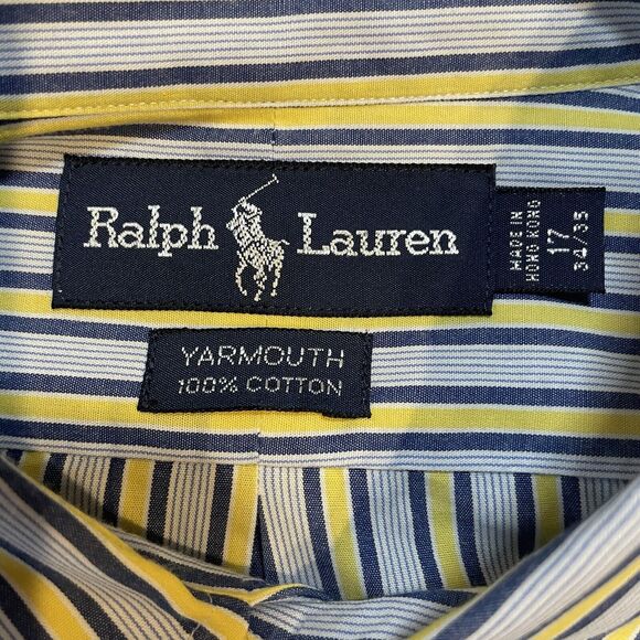 Ralph Lauren Mens Shirt 34/35 Designer Striped Preppy Event Interview - Picture 7 of 7
